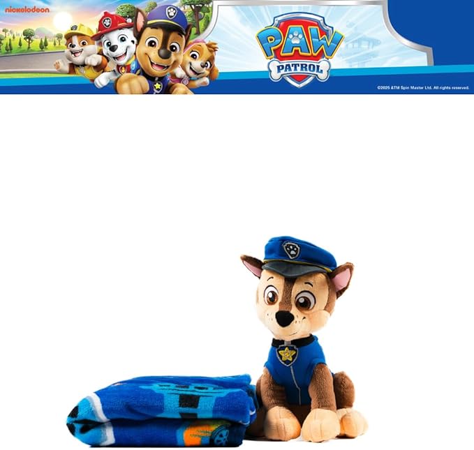 Paw Patrol Chase Kids Bedding Super Soft Plush Cuddle Pillow and Throw 2 Piece Set, 40 in x 50 in (Officially Licensed Product) by Franco