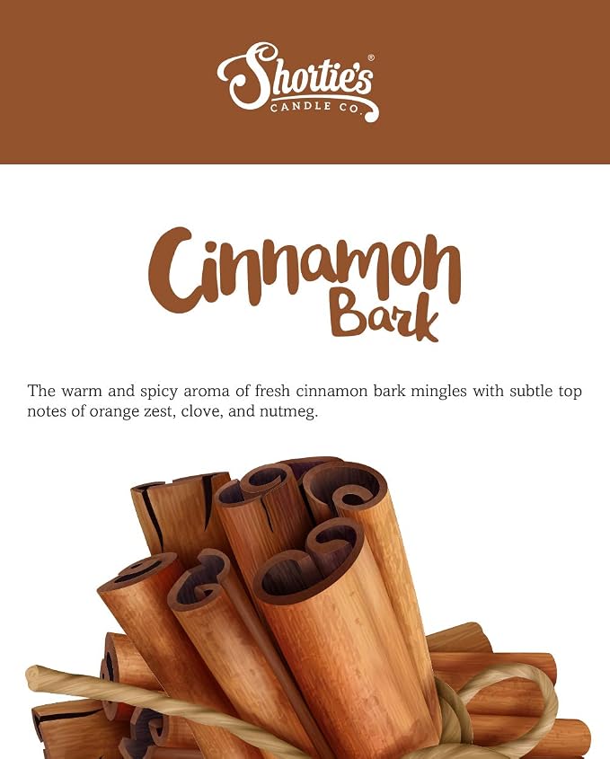 Shortie's Candle Company Cinnamon Bark Premium Wax Melts 4 Pack - 12 Oz., Strong & Long Lasting, Non-Toxic - Made with Essential & Natural Oils - Formula 117