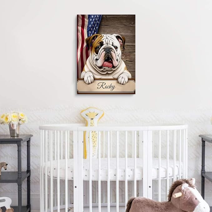 Custom Wooden Jigsaw Puzzles with Your Dog's Name on English BullDog's Art Print - 300 500 1000PCS Puzzles Game and Home Wall Decor