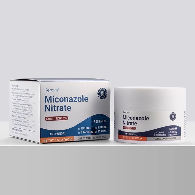 Antifungal Cream for Jock Itch, Athletes Foot & Ringworm - 2% Miconazole Nitrate Cream for Humans Skin Fungus, Relieves Itching, Burning, Cracking and Scaling (3.5 Ounce)