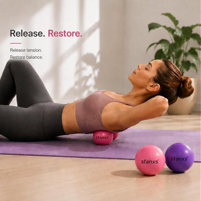 2 Pack Hip Flexor Release Ball Set, 4 Inch Myofascial Massage Balls for Psoas, Glutes, with Pump, Manual Ball for Pain Relief, Trigger Point Therapy, Muscle Recovery, Home & Gym Use