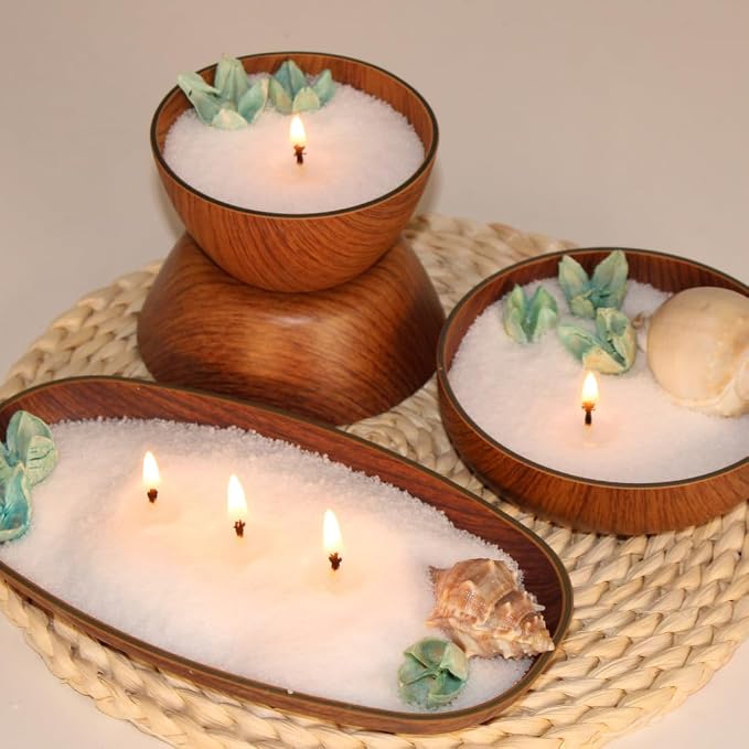 Simply Soson 10 lb White Citronella Lavender Scented Pearled Sand Candle, Long Lasting Powder Candle, Refillable Pearl Sand with 50 Wicks