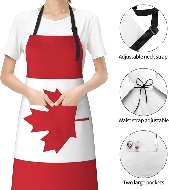 Cute Flag Kitchen Cooking Aprons for Women Men Adjustable Patriotic Flag Apron with 2 Pockets for Home Kitchen Garden