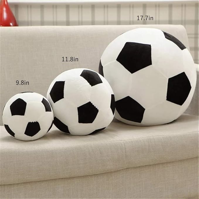 Plush Soccer Balls - Fluffy Stuffed Toy Soccer Ball Plush Pillow Soft Durable Stuff Soccerball Gift for Kids Boy Baby (Black -White,17.7inch/45cm)