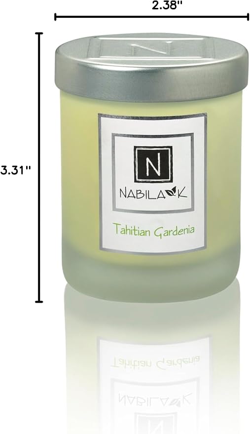 Nabila K - Tahitian Gardenia - Soy-Based Candle - Lemon, Cinnamon, Jasmine, Sweet Muguet & Spicy Coriander - Hand-Poured - Cotton Wick - Aromatherapy Candle w/Essential Oils - Made in USA - 3 oz