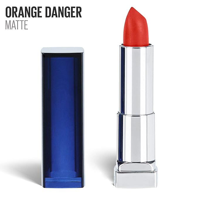 MAYBELLINE New York Color Sensational Orange Lipstick Matte Lipstick, Orange Danger, 0.15 oz, 1 Count