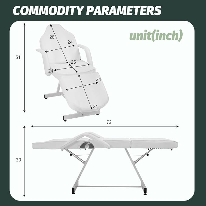 PayLessHere Multipurpose Tattoo Chair 72" L 24" W Massage Bed with Hydraulic Stool Beauty Bed Table Salon Chair for Professional Massage Facial Lash Beauty Spa Treatment