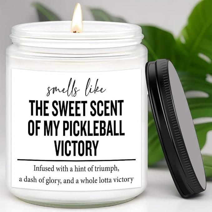 Funny Pickleball Gift Set - Scented Candle & Cosmetic Bag - Pickleball Gifts for Women, Men, Players, Coaches - Gag Gift for Birthday, Mothers Day, Mom, Stocking Stuffers, Pickleball Enthusiasts