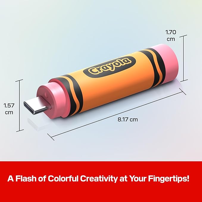 SANDISK 128GB Crayola USB-C Flash Drive, Mango Tango - Up to 300MB/s Read speeds, USB 3.2 Gen 1, USB Type-C - Crayon-Shaped Drive - SDCZIC-128G-G46O