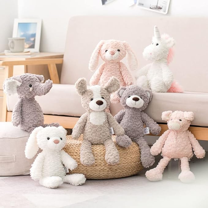 GUDVES Forest Animal Plush Stuffed Toy - 15 inch Soft Plush Rabbit Bear Dog Unicorn Elephant Realistic Interactive Plush Toy - for Animal Themed Parties (Pink Bunny)