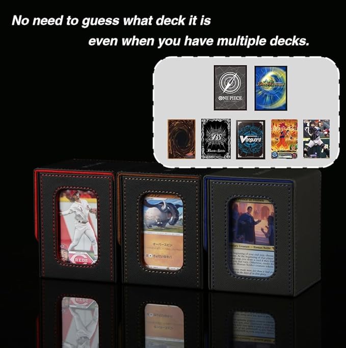 Venssu MTG Deck Box for Commander Display,Card Deck Box Fits 100 Double Sleeved Cards,TCG with 2 Dividers and 1 Toploader (Blue and Red)