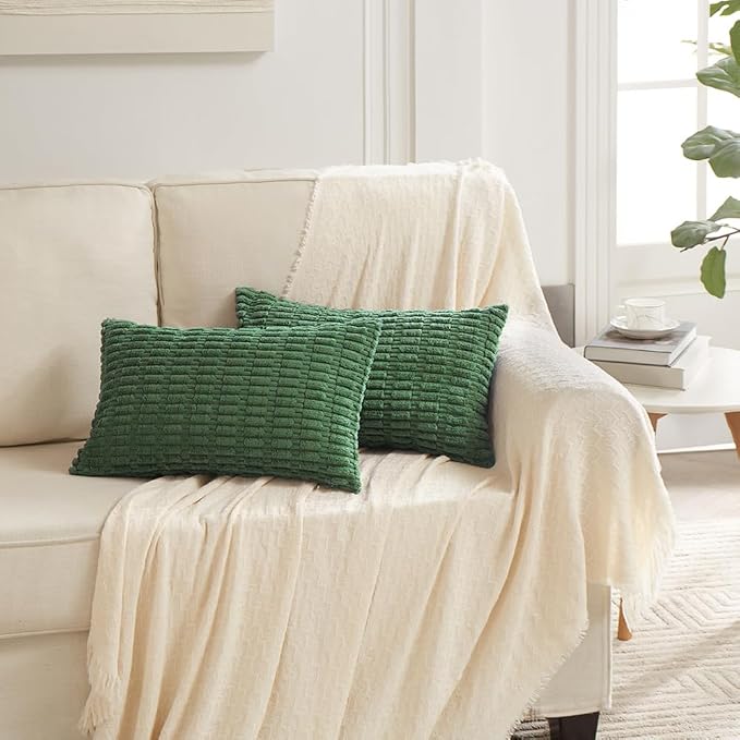 Fancy Homi 4 Packs Decorative Throw Pillow Covers for Living Room Couch Bed, Modern Farmhouse Boho Home Décor Accent Cushion Case, 24" x 16", Green Series