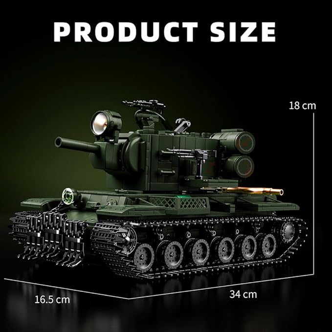 39027 WW2 KV-2 Heavy Tank Building Blocks Set, 2235 Pcs MOC Creative Modular Tank Bricks, Ideal Gift for Military Enthusiasts, Historical Collection Model for Teens and Adults