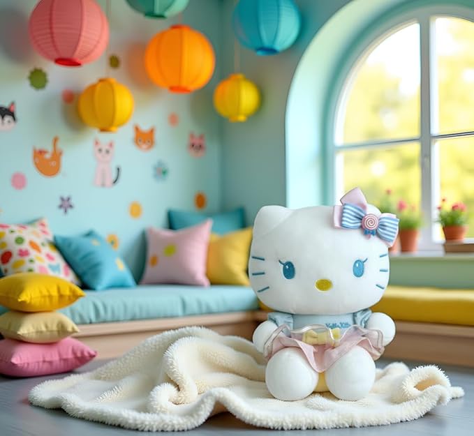 AlphaDesignLuxe Kitty Plush 10” Collectible Kitty Plushie Cute Stuffed Animal Toy Adorable Kawaii Doll (Girly)