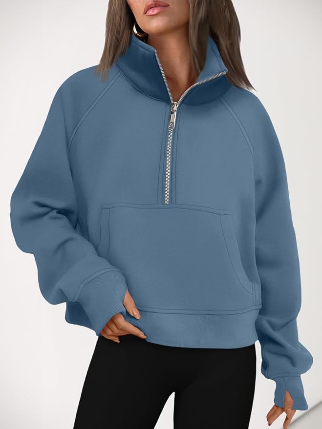 AUTOMET Womens Sweatshirts Half Zip Fleece Pullover Fall Outfits | Fall Fashion Clothes 2026,Cropped Sweatshirts,Cute Y2k Tops,Quarter Zipper Sweater,Winter Loungwear Outfits