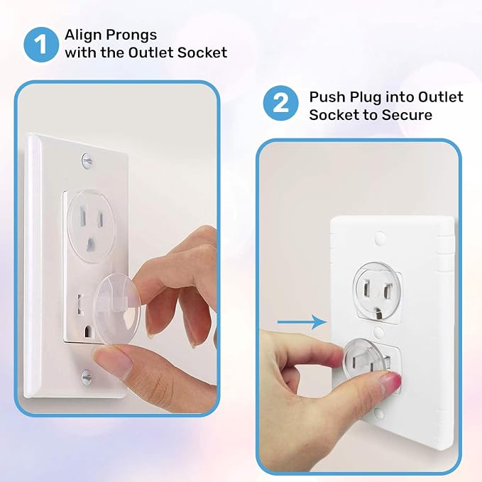 BABY PROOF ME 24 Pack Outlet Covers & Removal Tool Baby Proofing, Provide Shock Prevention and Easy Installation, Safe and Secure Plastic Plug Covers for Power Sockets (24 Outlet Covers)