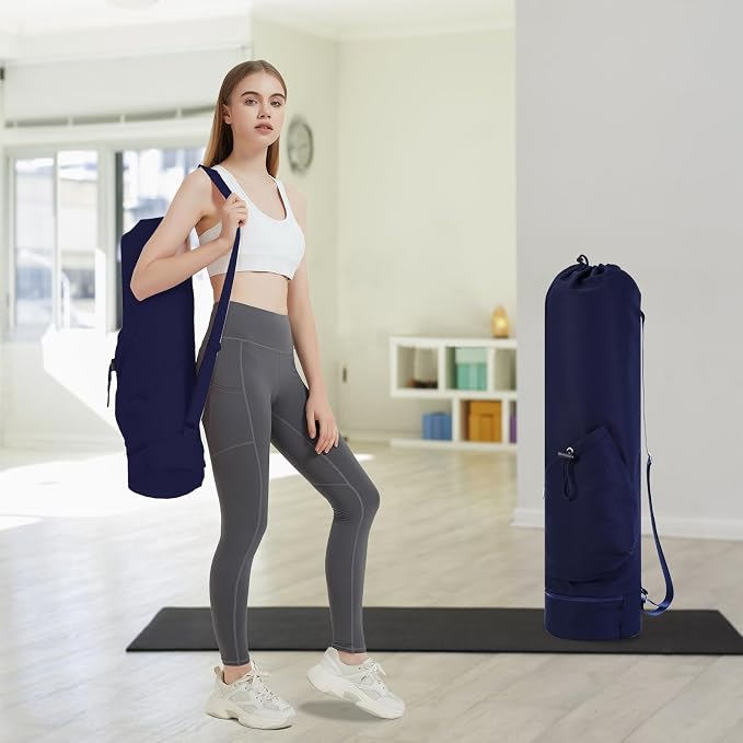 sportsnew Yoga Mat Bag with Water Bottle Pocket and Bottom Wet Pocket, Exercise Yoga Mat Carrier Multi-Functional Storage Bag, Patent pending