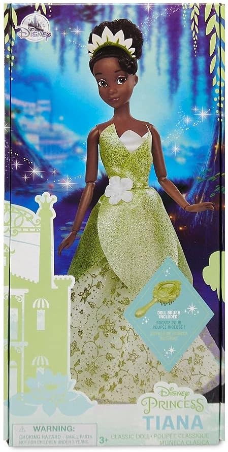 Disney Store Official Disney Princess Classic Doll (Tiana from The Princess and the Frog), 11 Inches, includes Brush with Molded Details, Posable Toy in Classic Outfit - Disney Princess Toys for Girls