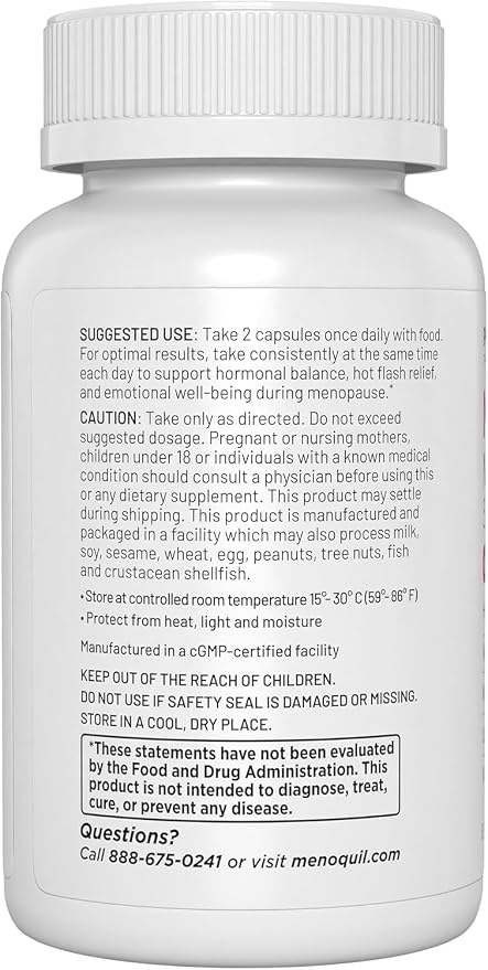 Menopausal Strength Symptom Relief Helps to Combats Menopause, Hot Flashes, Night Sweats and Mood Swings to Promote Restful Sleep and Energy Boost - 60 Capsules (Pack of 2)