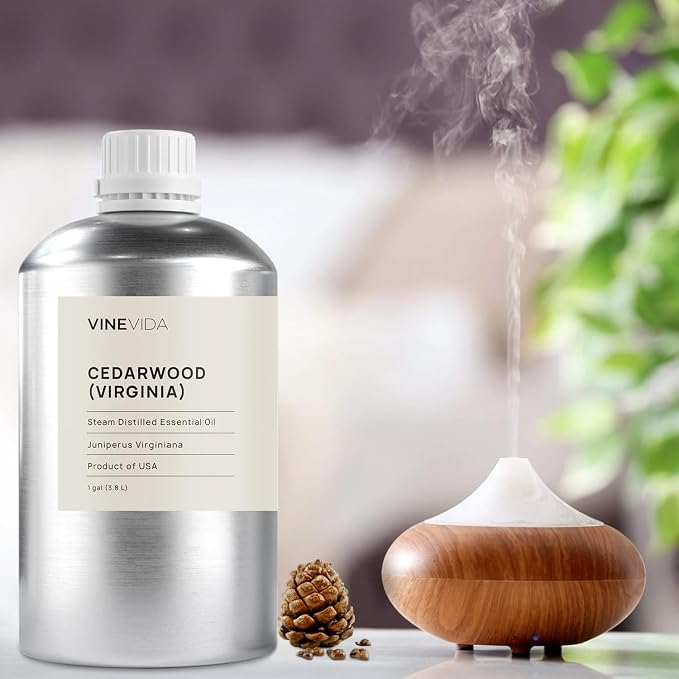 VINEVIDA Cedarwood (Virginia) Essential Oil - Gallon Cedarwood (Virginia) Oil Undiluted - Bulk Gallon Essential Oil for Soap Making