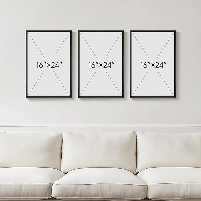 3D Textured Framed Black and White Abstract Wall Art Set of 3, 16x24 In | Solid wood frames, raised circles lines and blocks, modern minimalist wall decor for bedroom living room and dining room