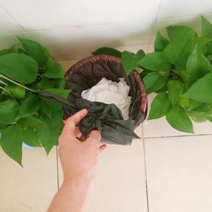 Greeney Sanitary Napkin Disposal Bags, 300 Pcs Small Black Plastic Trash Bags with Handles for Feminine Tampons Hygiene Products Disposal