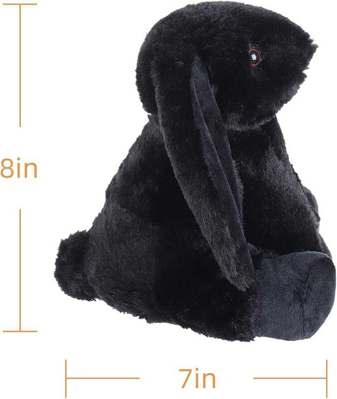 Apricot Lamb Toys Plush Bunny Rabbit Stuffed Animal with Fluffy Soft Ears (Black, Small-8")