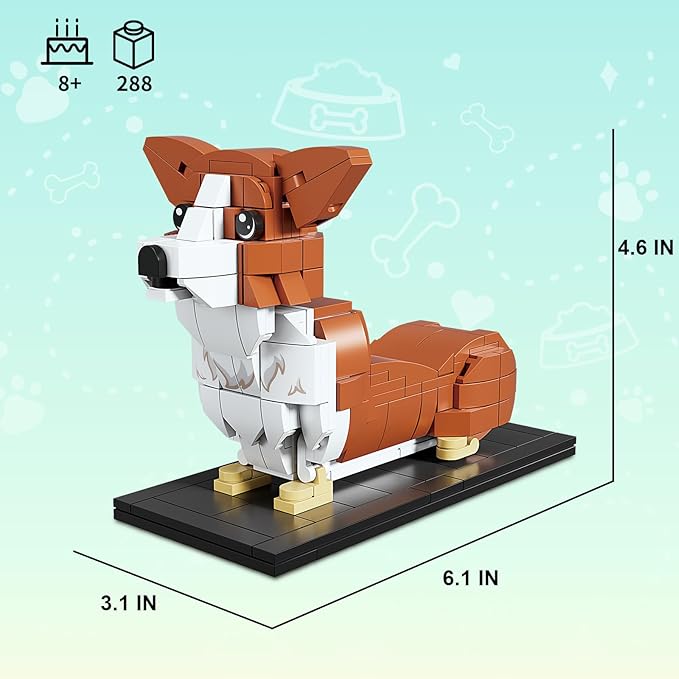 KAZI Adorable Dogs Building Toy Set,Dog Gift fors Animal-Lovers,Ideas Corgi Dog Building Set for Girls and Boys,Creative Buildable Toys for Kids 8 and Up,Party Favors,Gifts for Halloween Christmas