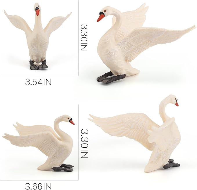 LC JoyCre Goose Toy Swan Toy 3.5 Inch Big White Swan Figurine Animal Figure for Toddlers Preschool Animals Figures Eduactional Project Diorama Model for Kids 3 4 5 6