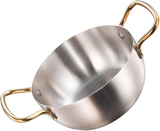 Korean Ramen Pot – Stainless Steel Double Handle Cooking Pot for Noodles, Soup, and Broth | Induction Compatible, Even Heat Distribution, Dishwasher Safe (Silver)