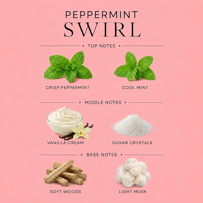 Affinati Peppermint Swirl 10 oz Scented Candle – Long Lasting Holiday Soy Blend Candle for Home, Strong Scent Throw Fresh Sweet Mint Aromatherapy Candle, Clean Burning Winter Gift for Women