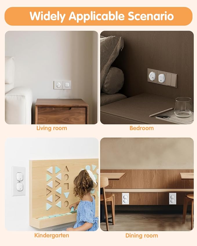 Outlet Covers Baby Proofing, 40 Pack Plug Covers Baby Proofing, Outlet Plug Covers for US 3-Prong to Prevent Electric Shock, Outlet Covers for Home, Office, School, Toddlers & Babies, White