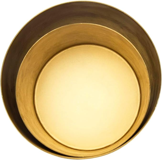 MyGift Modern Brushed Brass Plated Indoor Plant Pot, Cylindrical Metal Vase, 5 and 6 Inch, Set of 2 - Handcrafted in India
