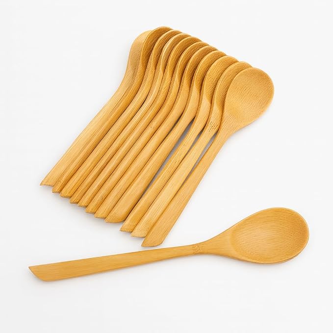 Long Bamboo Soup Spoons Set of 12, 8.5 Inch Wooden Dinner Spoons for Soup Ramen Cereal Rice, Reusable Eco Friendly Bamboo Eating Spoons, Japanese Style Kitchen Tableware