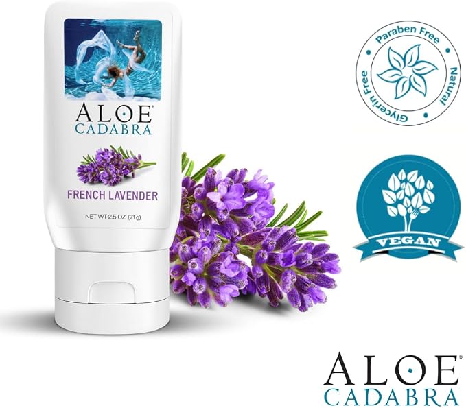 Aloe Cadabra Vaginal Moisturizer, NSF Certified Organic Edible Aloe Lube for Men, Women, Non-Staining, pH Balanced, (French Lavender, 2.5oz, 1 Pack)