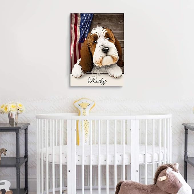 Custom Wooden Jigsaw Puzzles with Your Dog's Name on Basset Griffon Vendeen Art Print - 300 500 1000PCS Puzzles Game and Home Wall Decor