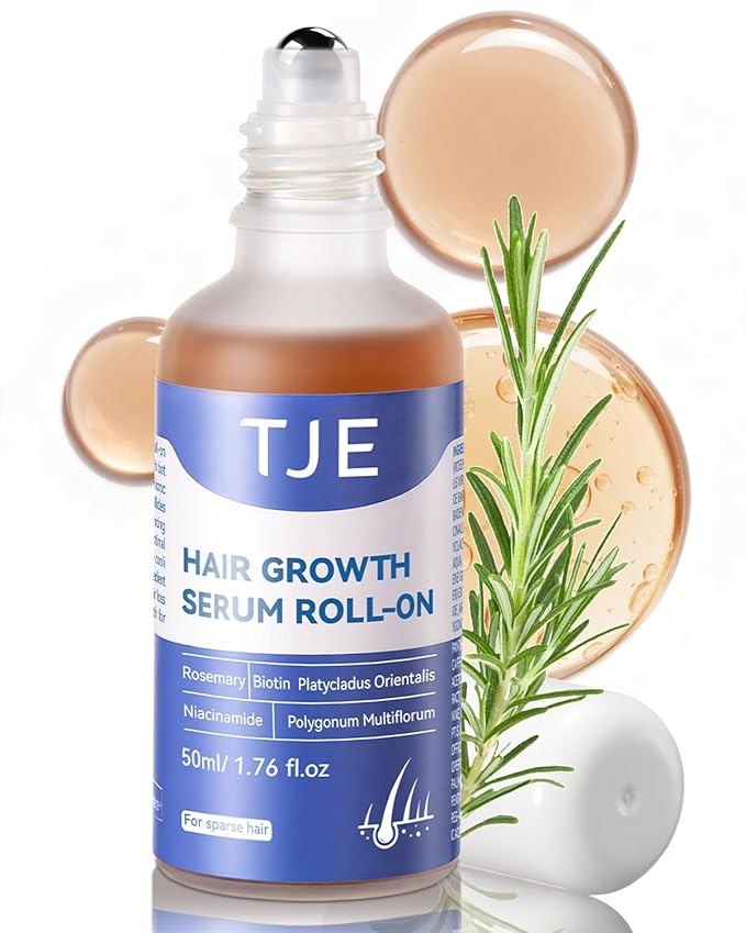 Hair Growth Serum Roll-On, 6 x 1.76 fl oz | Value Pack | Extra Large Supply | Fast-Absorbing, No-Rinse | Rosemary, Caffeine, Niacinamide & Biotin |