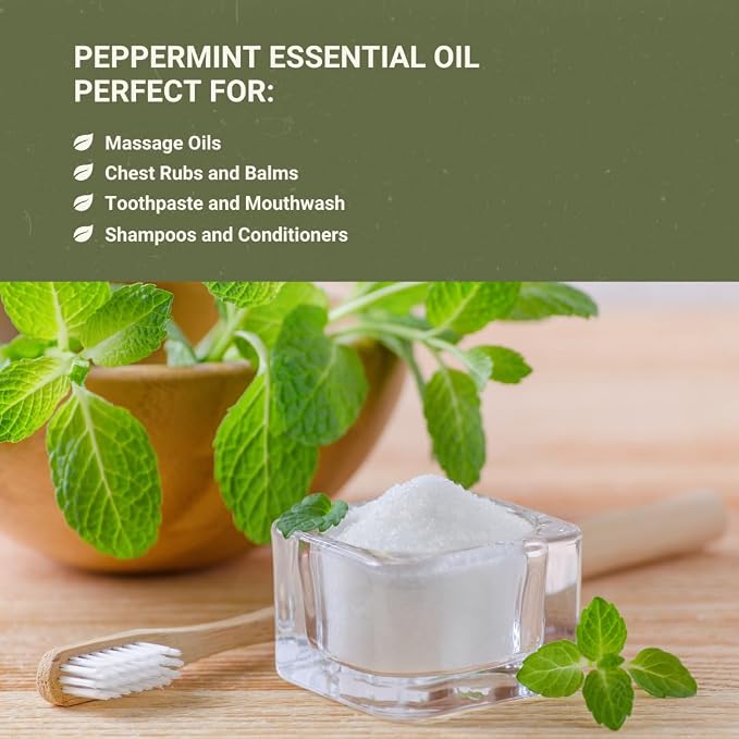 Peppermint Essential Oil - Direct from Norex Flavours India - Steam Distilled - Aceite Esencial de Menta for Aromatherapy, Massage, Diffuser, DIY Candle and Soap Making - 8oz