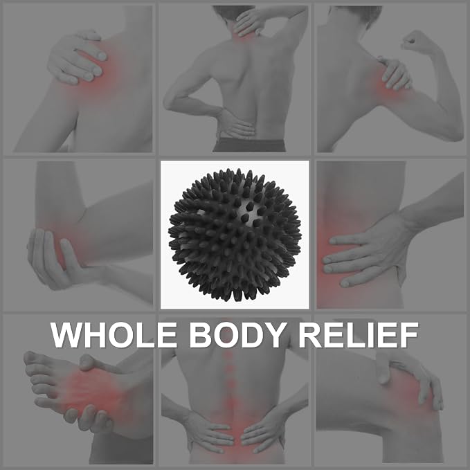 LEZER Spiky Massage Ball, Trigger Massage Point, Plantar Fasciitis, Deep Tissue Myofascial Release Tool, Foot Massager, Muscle Knot Relief, Physical Therapy, 3.5 in(Black)