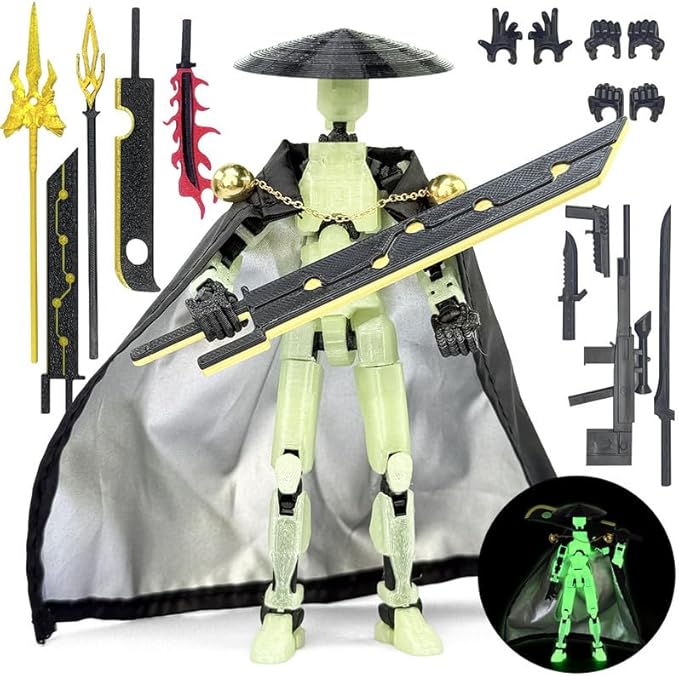 Assembly Completed T13 Action Figures,T 13 Action Figure, Robo 13 3D Printed Action Figure - The Ultimate Hero for Action-Packed Playtime,5.2 Inch (Green (Glows in The Dark))