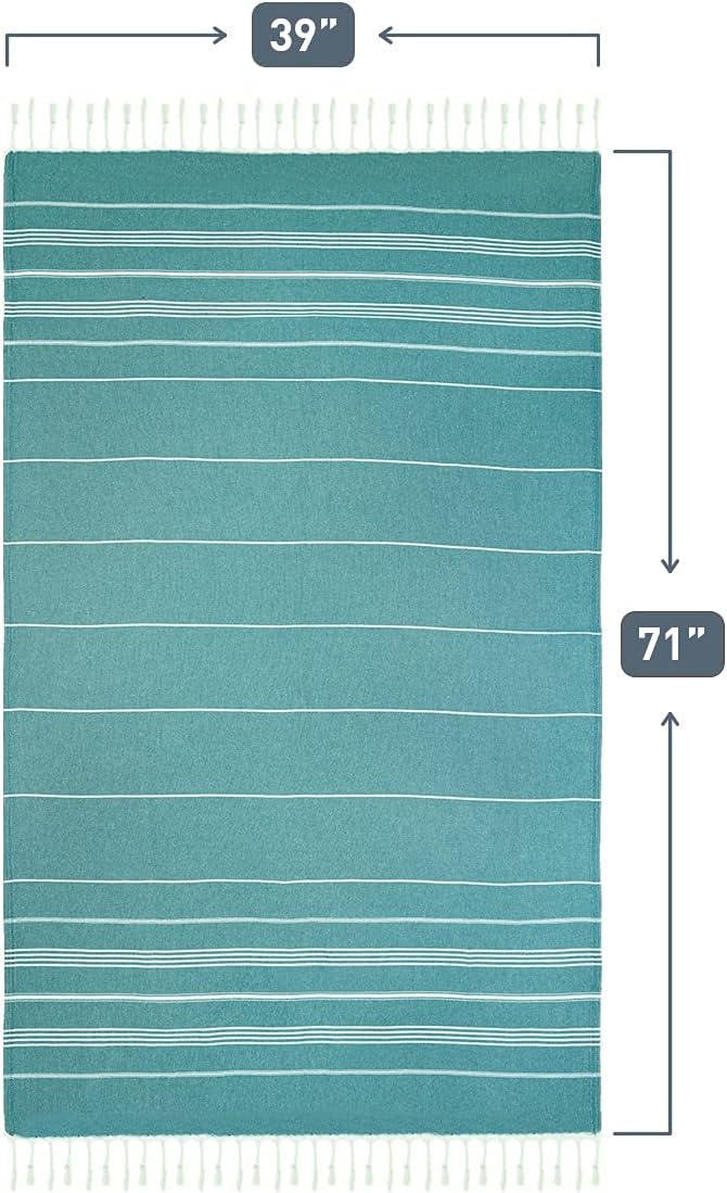 HAVLULAND Turkish Beach Towels, Oversized 40"x72" Turkish Bath Towel, Highly Absorbent Quick Dry Sand Free Beach Towels for Beach Pool Spa Gym Yoga Travel Camping Picnic Blanket - Teal
