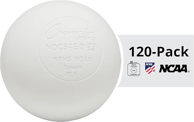 Champion Sports Lacrosse Balls – Official Size SEI Certified, Multi-Color Packs of 3, 6, or 12 for Practice & Games