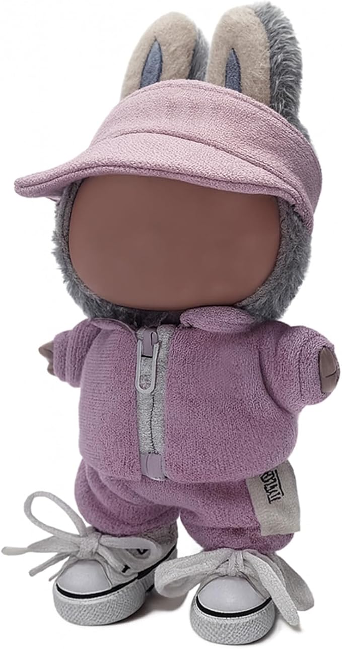 for Labubu Clothes/for Labubu Outfits,Clothes Set for 17cm Lububu Doll,3 Piece Set Hat Clothing for LA BUBU, Boys and Girls Stylish Adorable Dolls Clothes Accessories (No Doll) (012)