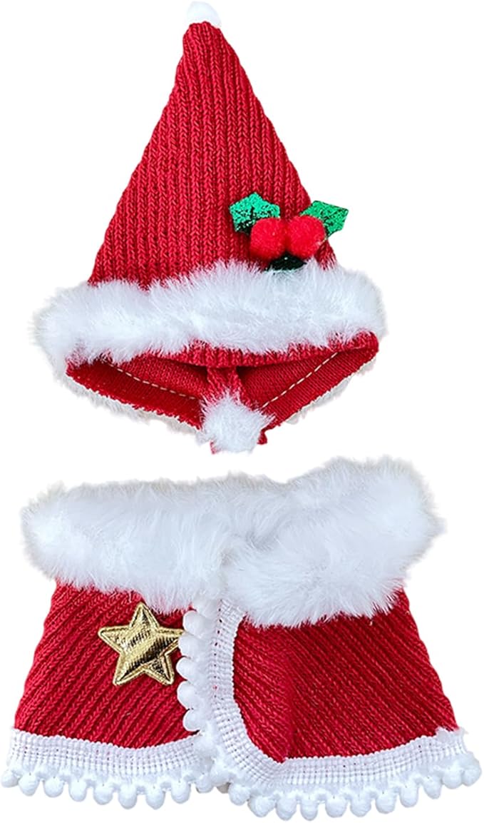 6 Sets Doll Clothes for 17cm Plush Dolls, Fashion Outfit Collection with Hats & Accessories for 6.7 Inch Mini Doll (No Dolls) (Set 2)