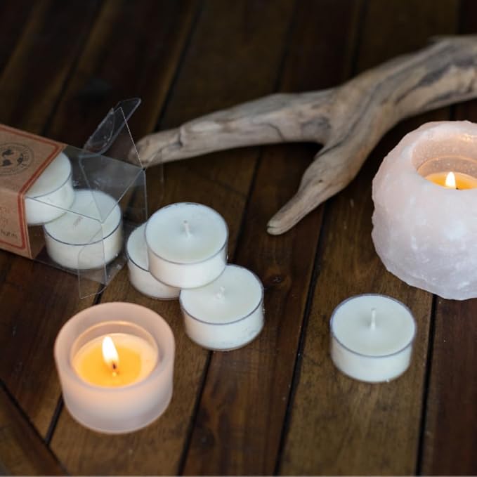 Eco Candle Co. Crushed Cranberry Tea Light Candles, 10-Pk, 9 Hr Burn Time | Scents of Fresh Cranberries, Apples, Citrus, Clove & Cinnamon - Recyclable, No Lead, Kraft Paper Label & Lid, Hand Poured