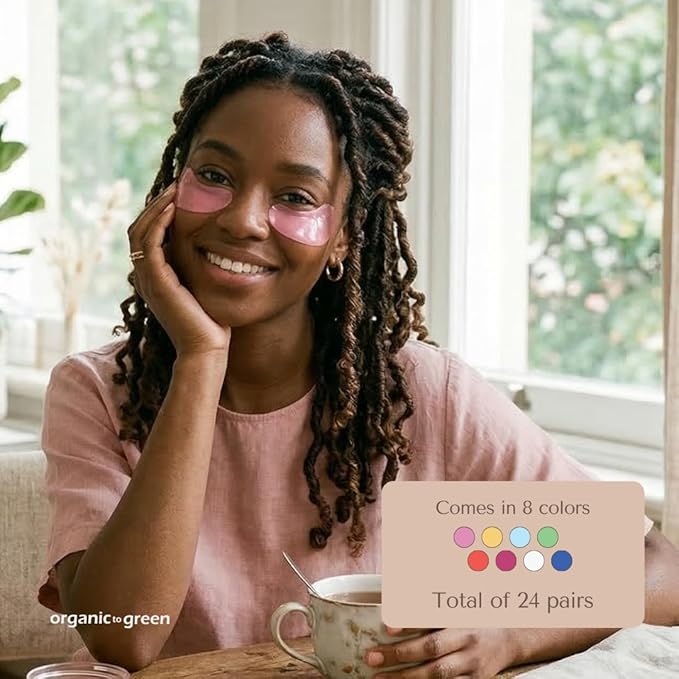 Organic To Green Eye Mask Variety Pack - Multi-Colored Under Eye Gels for Dark Circles and Puffiness - Hyaluronic Acid & Amino Acids - Clean Beauty, Vegan & Cruelty-Free (24 Pairs)