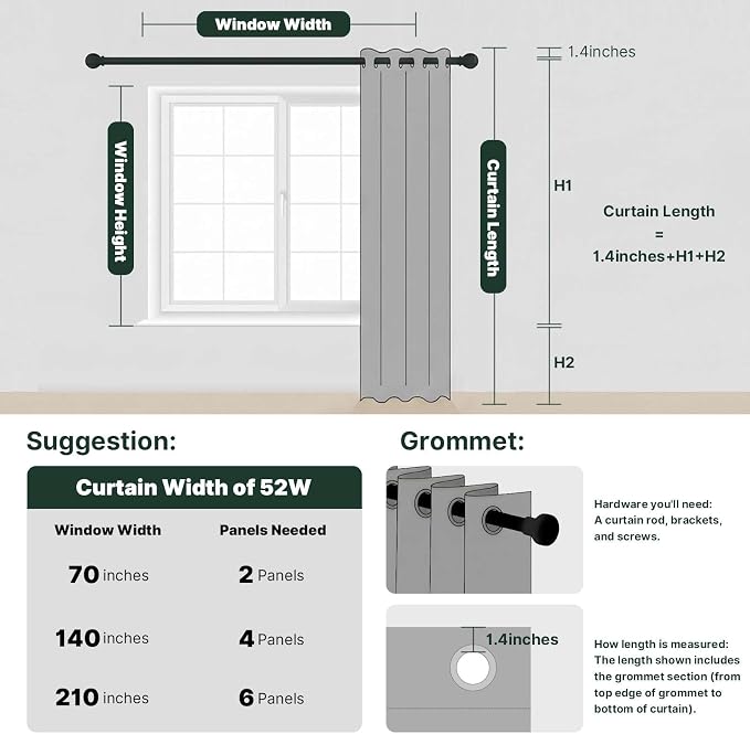 H.VERSAILTEX Halloween Curtains 100% Blackout Curtains for Bedroom Thermal Insulated Linen Textured Drapes Heat and Full Light Blocking Drapes Living Room Curtains 2 Panel Sets, Orange, 52x84 Inch