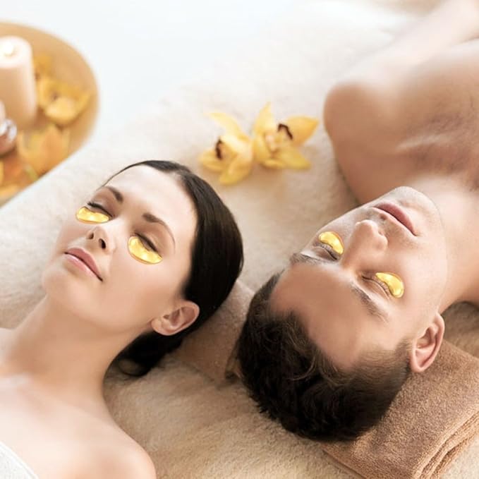 NYKKOLA 20 Pairs Gold Eye Mask Powder Crystal Gel Collagen Eye Pads For Anti-Aging & Moisturizing Reducing Dark Circles, Puffiness, Wrinkles