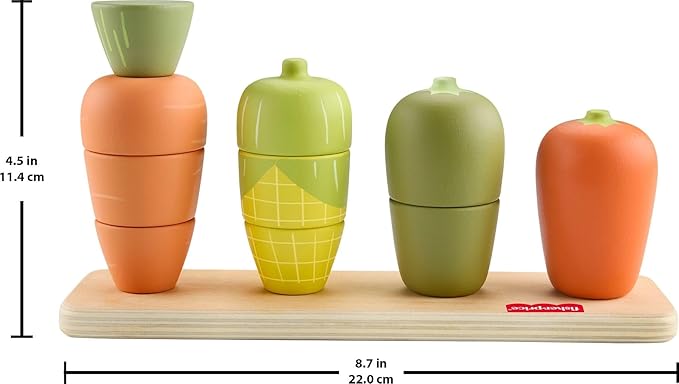 Fisher-Price Wood Toddler Toy Veggie Stacker, Tiny Garden Wooden Sorting & Stacking Activity for Preschool Kids Ages 18+ Months (Amazon Exclusive)