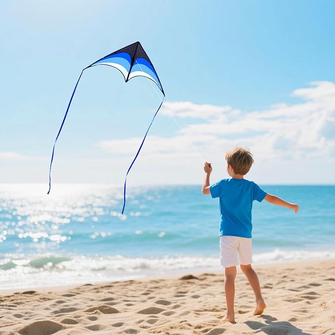 Kites for Kids and Adults, Easy to Fly for Beach, Single Line Kite Set for Beginners